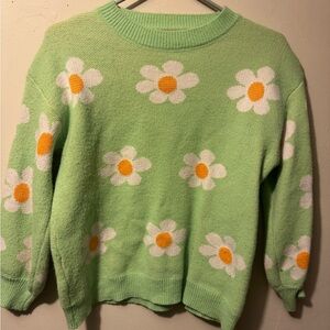Floral Green Sweater
